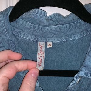 Faux Denim Fabric button up top